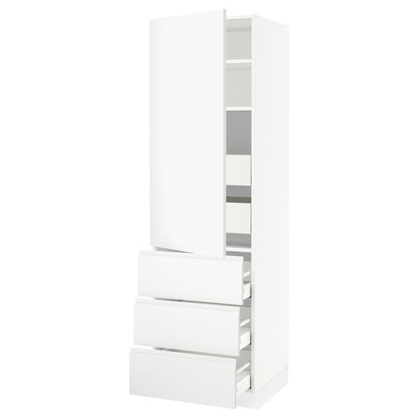 White SEKTION kitchen unit, modern minimalist design with adjustable shelves and drawers.