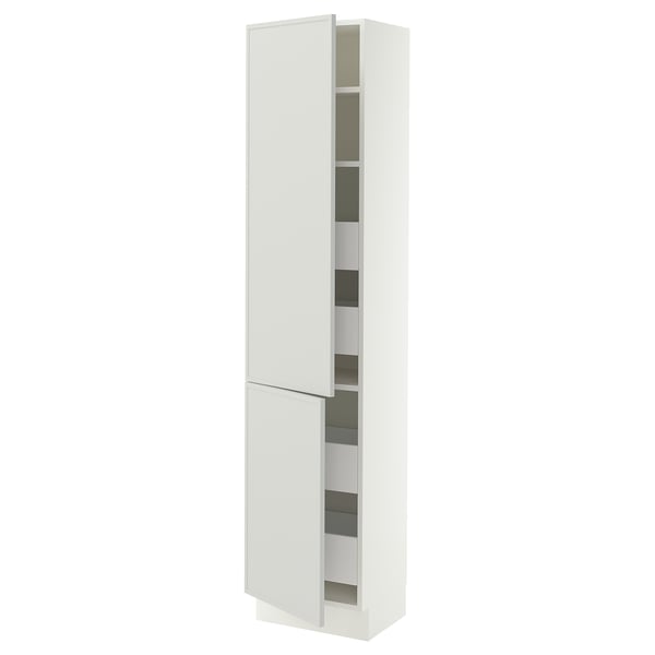 SEKTION / MAXIMERA High cb w 2 doors/shelves/4 drawers, white/Aspudden light gray, 18x15x80 "