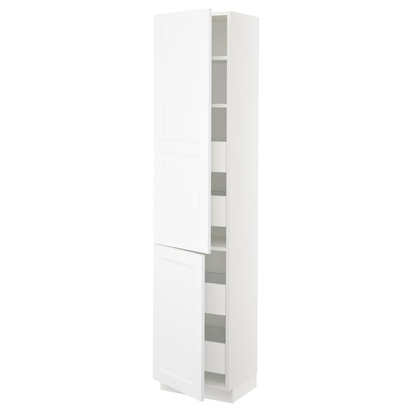 SEKTION / MAXIMERA High cb w 2 doors/shelves/4 drawers, white/Axstad matt white, 18x15x80 "