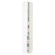 Modern white tall cabinet, sleek design with adjustable shelves.