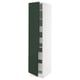 Modern white cabinet with green door and adjustable shelves.