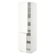 A white SEKTION kitchen cabinet with adjustable shelves and a soft-closing hinge.