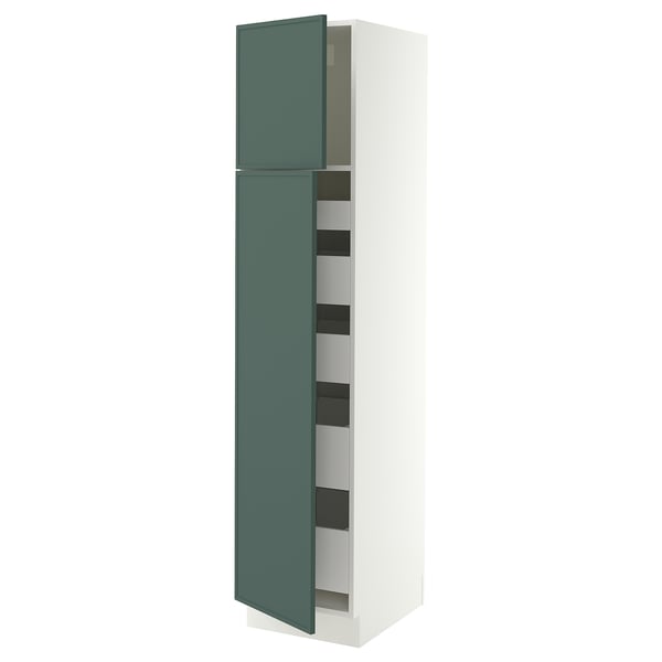 SEKTION / MAXIMERA High cb w 2 doors/shelves/5 drawers, white/Aspudden dark gray-green, 18x24x80 "