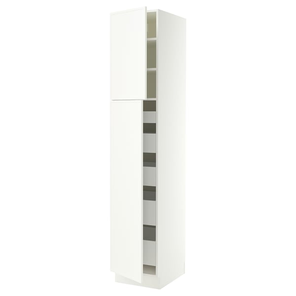 SEKTION / MAXIMERA High cb w 2 doors/shelves/5 drawers, white/Aspudden matt white, 18x24x90 "