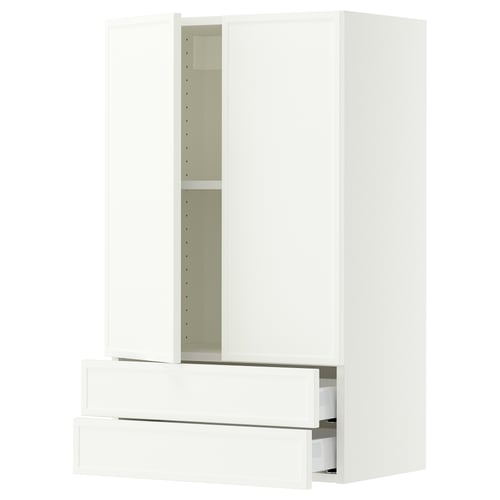 SEKTION / MAXIMERA Wall cabinet w 2 doors/2 drawers, white/Aspudden matt white, 24x15x40 "