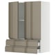 High gloss dark grey-brown kitchen cabinet with integrated handles and sleek design.