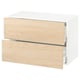 A white SEKTION kitchen cabinet with light ash wooden drawers. It has two drawers, a modern design, and a sturdy build.