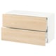White SEKTION kitchen cabinet with light oak drawers, rectangular and modern design.