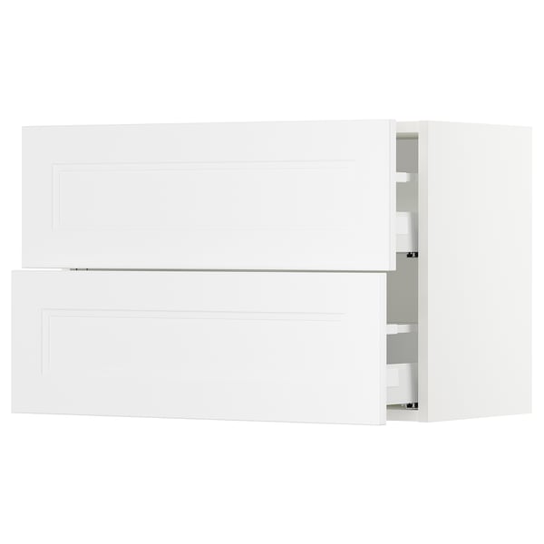 White SEKTION kitchen cabinet set. Upper and lower sections, smooth finish.