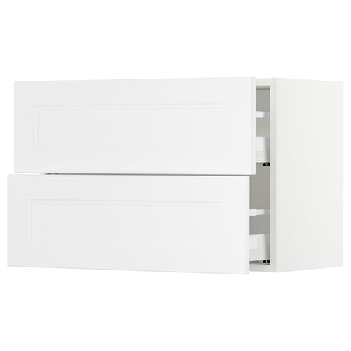 White SEKTION kitchen cabinet set. Upper and lower sections, smooth finish.