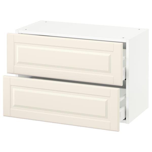 SEKTION kitchen drawer unit, off-white, rectangular with flat drawer fronts and bevelled edges, made from fiberboard and steel.