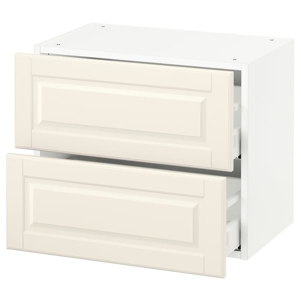 Ikea SEKTION white off-white kitchen cabinet with smooth drawers.