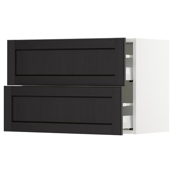 SEKTION kitchen unit, black stained wood drawers, modern design.