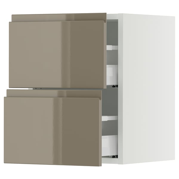 Ikea SEKTION kitchen unit, high gloss dark grey-brown, two drawers.