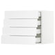 White SEKTION kitchen cabinets with modern, sleek design, featuring multiple drawers and wall-mounted units.