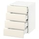 A white SEKTION kitchen cabinet with four bodbyn off-white drawers, each with bevelled edges. The cabinet offers a traditional kitchen look and feel.