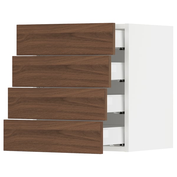 SEKTION kitchen drawers in walnut finish, featuring a smooth, sleek design with wooden grain texture.