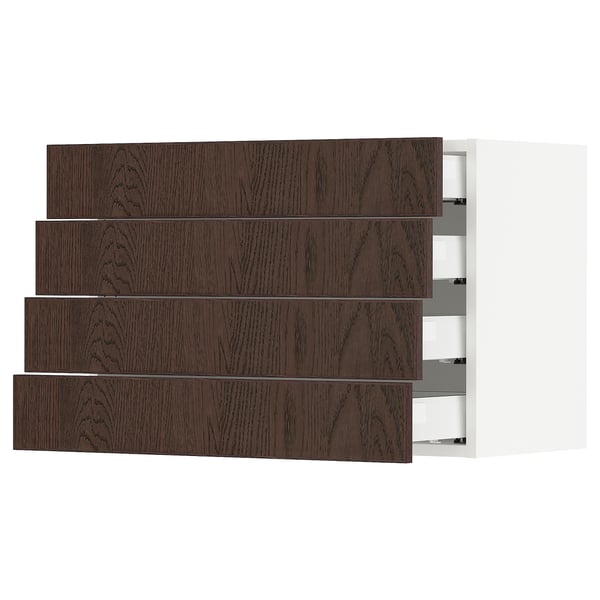 SEKTION dark brown wood drawers with a modern design and full-extension functionality.