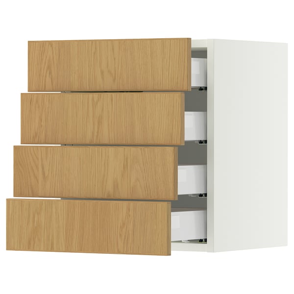 SEKTION / MAXIMERA Wall cabinet with 4 drawers, white/Sinarp oak veneer, 18x15x20 "