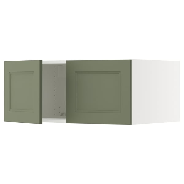 SEKTION kitchen unit in grey-green with square doors, modern designed cabinet.