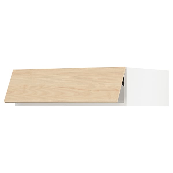 A light ash-colored wooden kitchen cabinet with a sleek design.
