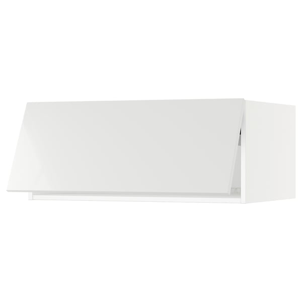 Modern white kitchen cabinet, sleek design, glossy finish, rectangular shape, integrated handle, part of SEKTION system.