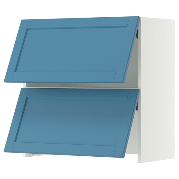 SEKTION Wall cab w built-in extractor hood, white/Lerhyttan blue, 30x15x30 "