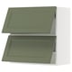 Depicts an olive green SEKTION kitchen cabinet with two drawers. It a rectangular shape and a modern design.