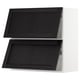 Black wooden kitchen cabinet with two doors. Square shape, dark finish, bevelled edges.