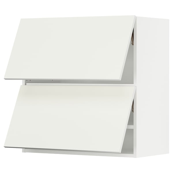 An ikea SEKTION kitchen wall cabinet in white. Its a sleek, rectangular design with a flat top and bottom. The cabinet is divided into two sections.