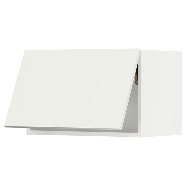 Depicts a white kitchen cabinet from the SEKTION series, featuring a modern, sleek design with clean lines.