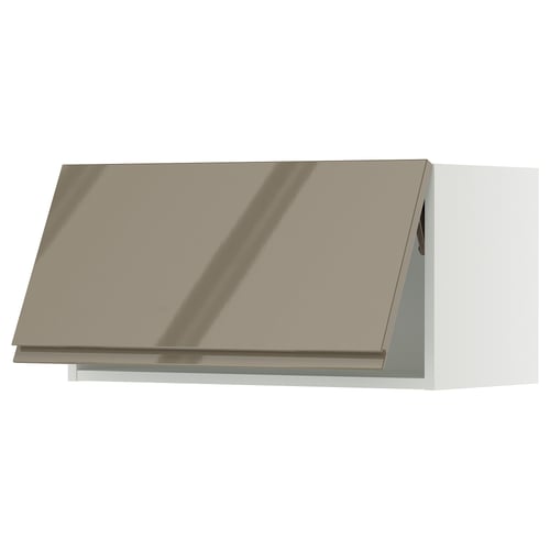 SEKTION kitchen cabinet in high gloss dark grey-brown with sleek, modern design and sturdy frame.