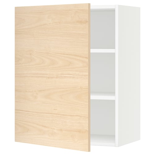 Ikea SEKTION wall cabinet, light ash, white, square, adjustable shelves.