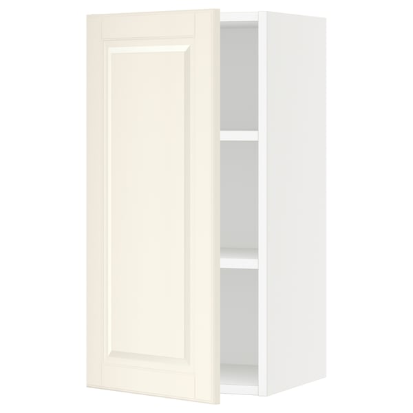 An off-white SEKTION kitchen cabinet with a single adjustable shelf and a bevelled door edge.
