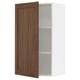 SEKTION kitchen cabinet with walnut wooden door, white interior, and adjustable shelves.