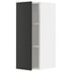Black and white kitchen cabinet, modern, tall, adjustable shelves, comes with door damper, made of particleboard and plastic.