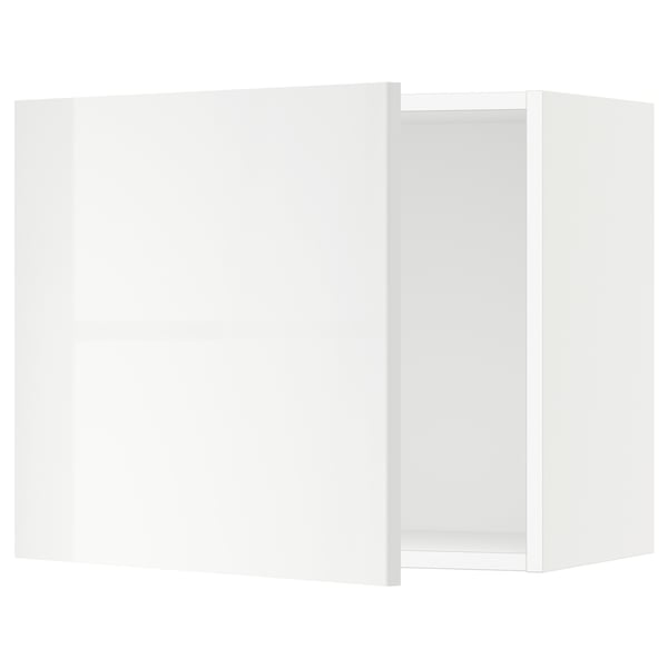 White kitchen cabinet, modern glossy design, rectangular shape.