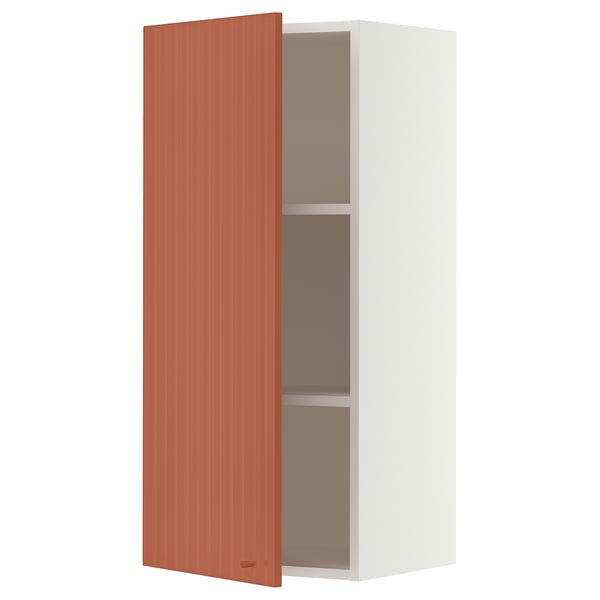 SEKTION Wall cabinet, white/Terrsjö red-brown wave pattern, 18x15x40 "