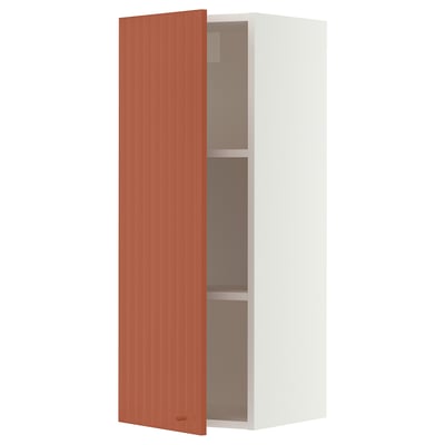 SEKTION Wall cabinet, white/Terrsjö red-brown wave pattern, 15x15x40 "
