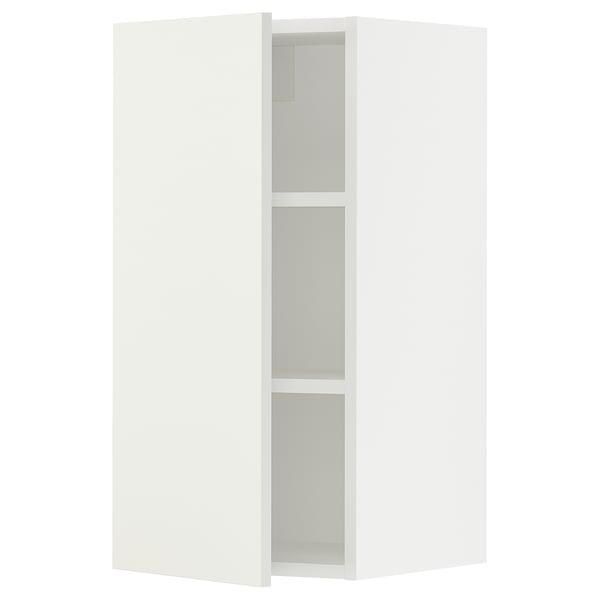 White SEKTION kitchen cabinet with adjustable shelves, right-swing door.