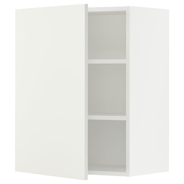 A white SEKTION kitchen cabinet with two adjustable shelves.