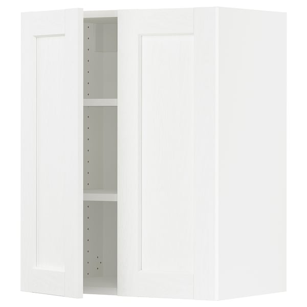 SEKTION white kitchen cabinet, square shape, two adjustable shelves, minimalist design.
