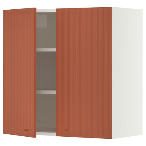 SEKTION Wall cabinet with 2 doors, white/Terrsjö red-brown wave pattern, 30x15x30 "