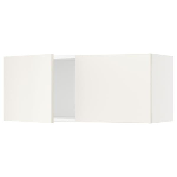 White kitchen cabinet set with smooth, modern design and doors.