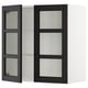 Black stained glass cabinet, rectangular with bevelled edges, adjustable shelves.