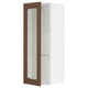 SEKTION kitchen cabinet with walnut doors, featuring glass shelves and a sleek, modern design.