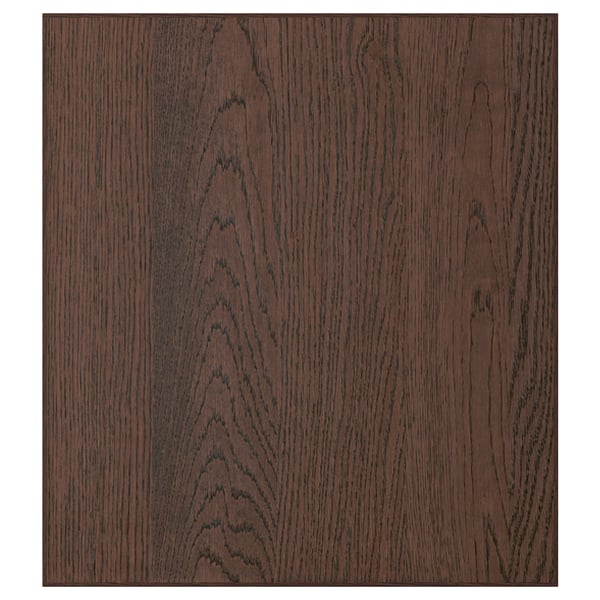 Dark brown wooden panel, square shape, clean edges. Rich oak pattern, modern design.