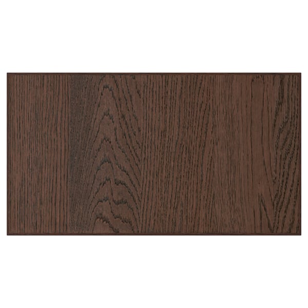 Dark wooden panel, rectangular, oak veneer surface with visible grain texture, sturdy solid wood edges.