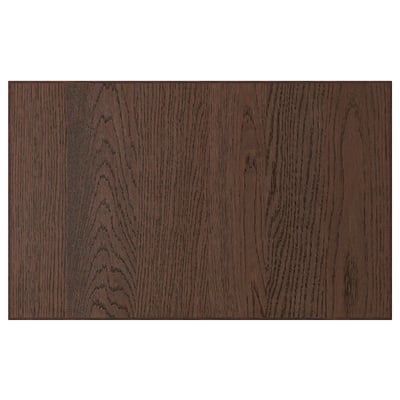 Dark wooden SINARP kitchen cabinet panel with oak veneer and solid wood edge.