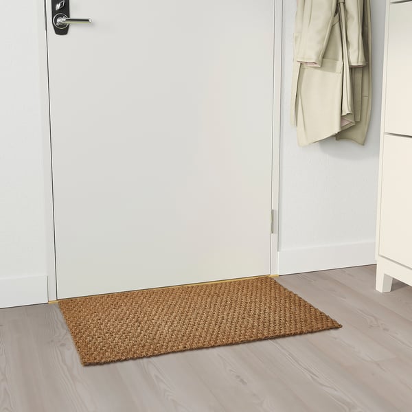SINDAL doormat - tan, coir, rectangular, textured.